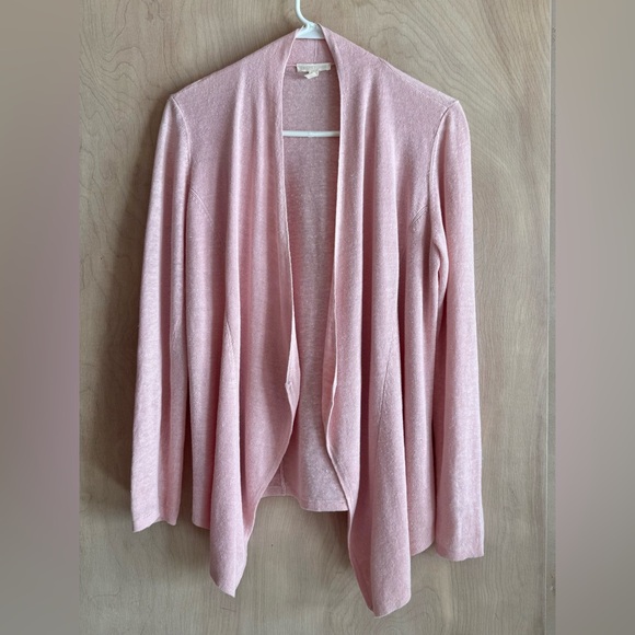 Eileen Fisher Organic Linen Open Front Cardigan Waterfall Style Pink Small - Picture 5 of 12